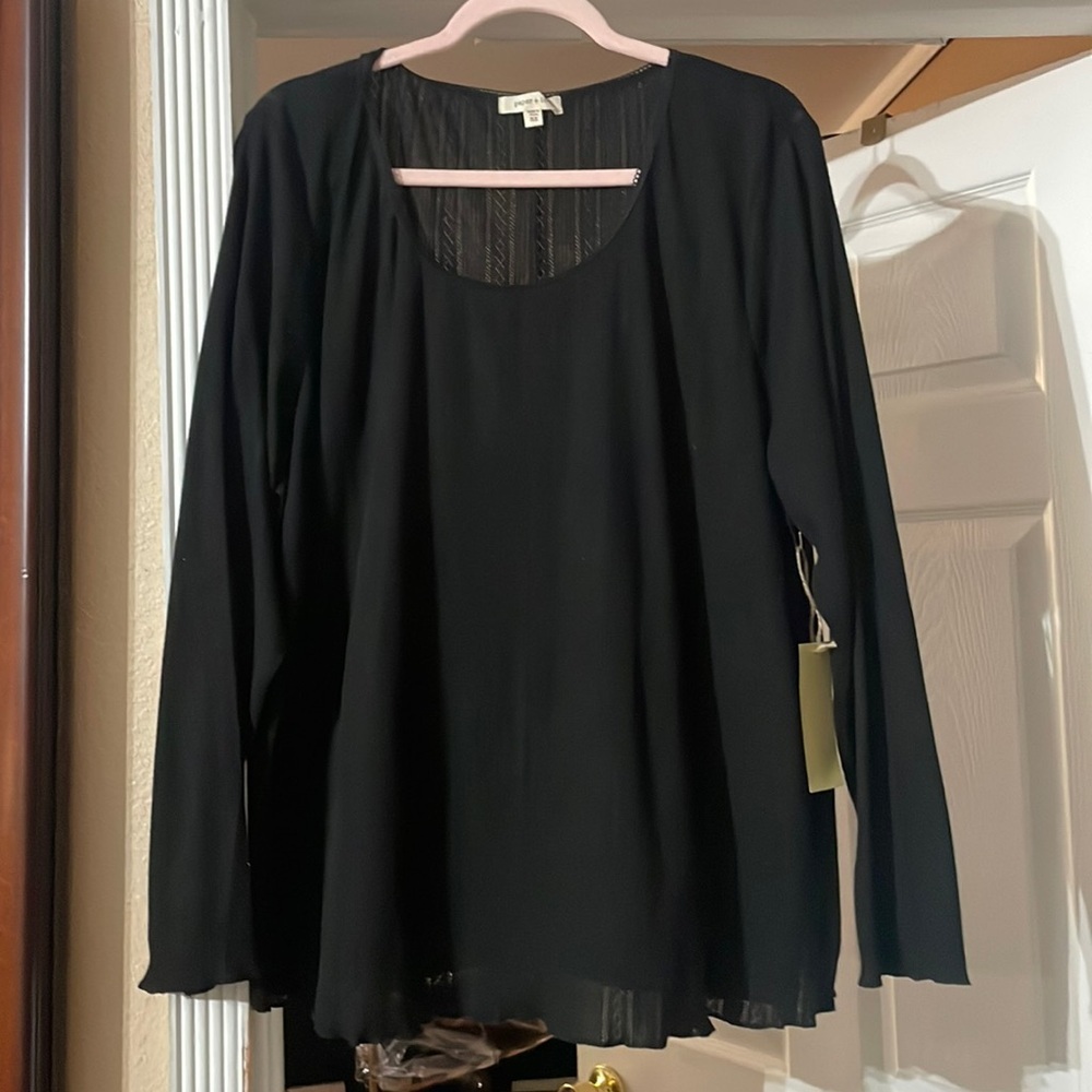 NWT Paper  + Tee black long sleeve tee size 3X 🌸🌹🪻 BB RM